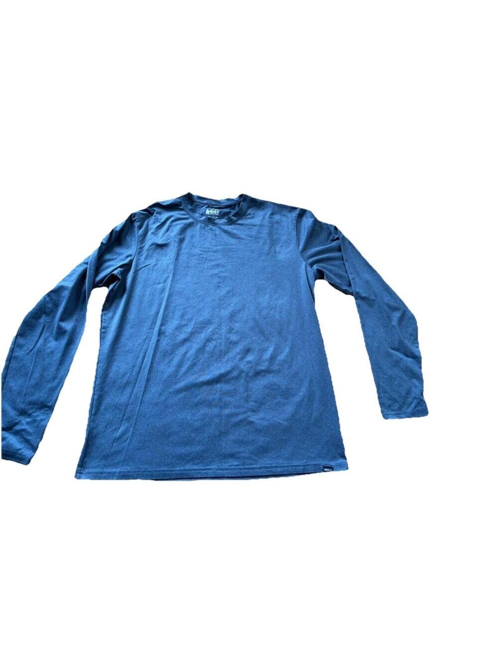 REI Co-op Men's Medium Performance T-shirt Long Sleeve Grey/ Blue Hiking Camping